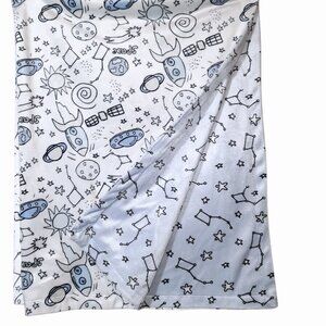 S.L. Home Fashions Rocket Space Planet Stars Lovey Security Blanket 39" X 31"